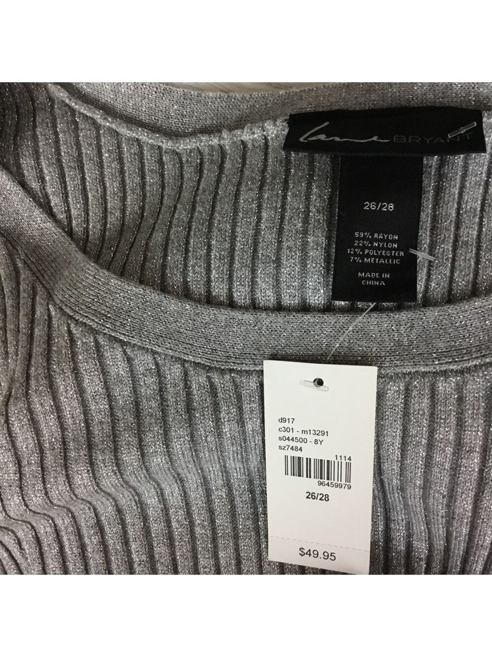 Lane Bryant silver metallic stretchy long sleeve sweater Woman’s 26/28 - Picture 4 of 16